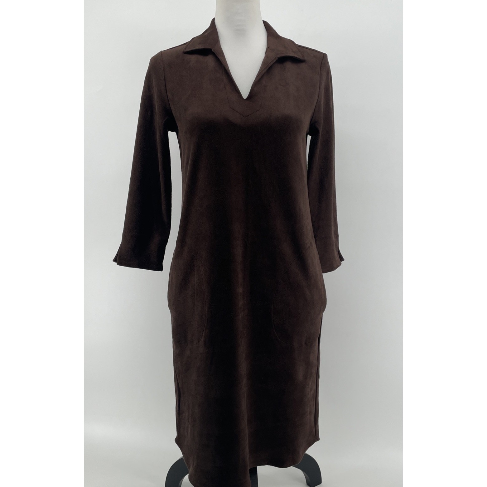 J. Mclaughlin Dress Women's Xs Brown Faux Suede Microfiber Western Boho Classic
